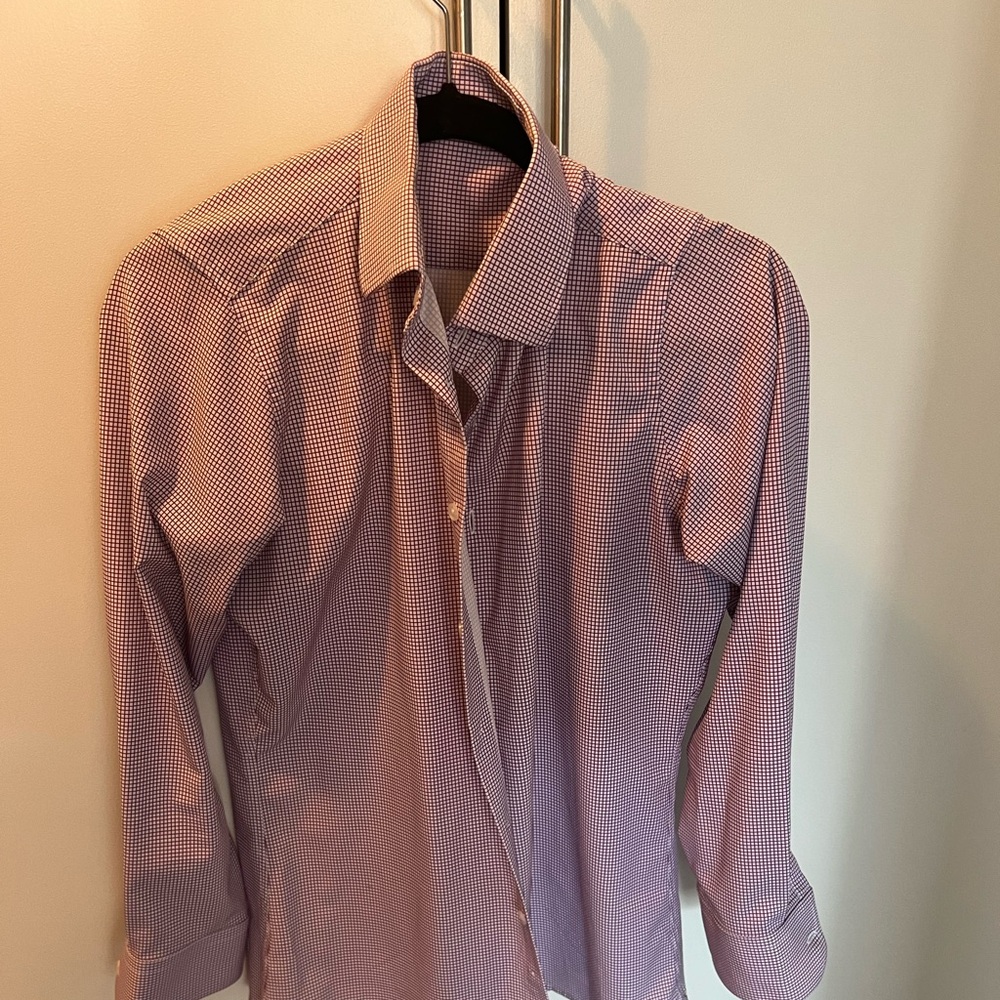 State & Liberty Men’s Dress Shirt Purple Check Size Small